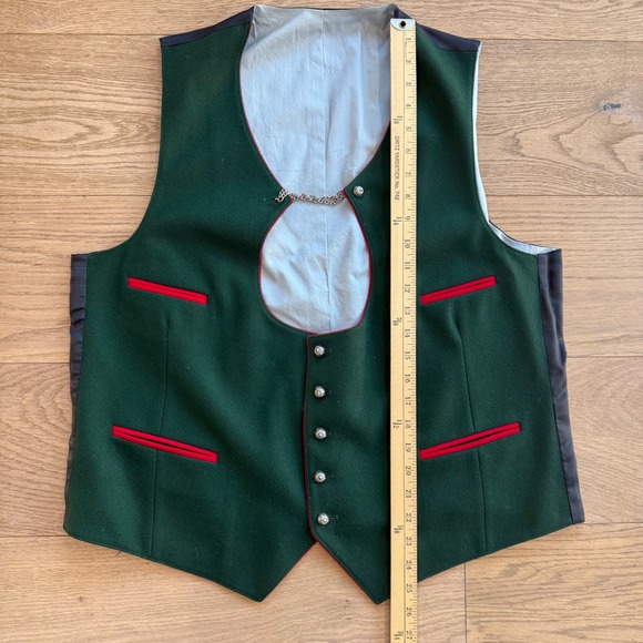 Miesbacher Trachten Vest Mens Green Wool Trachten Germam Oktoberfest Sz 56 L/XL - Picture 5 of 9